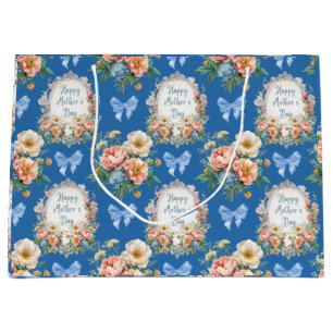 Grand Sac Cadeau Joyeuse fête des mères Cerulean Blue