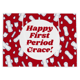 Grand Sac Cadeau Joyeuse première période de fête noir rouge Tampon
