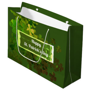 Grand Sac Cadeau Joyeuse Saint Patrick's Day, personnalisée