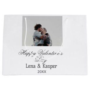 Grand Sac Cadeau Joyeuse Saint-Valentin couple photo moderne simple