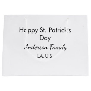Grand Sac Cadeau Joyeuse st. Patrick nom famille lieu simple g