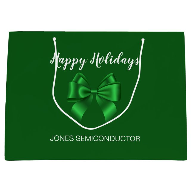 Grand Sac Cadeau Joyeuses Fêtes Élégant Vert  (Devant)