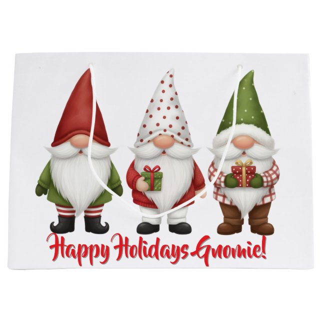 Grand Sac Cadeau Joyeuses Fêtes Gnomie (Devant)