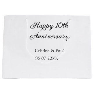 Grand Sac Cadeau Joyeux 10e anniversaire simple nom de mariage mini