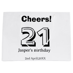 Grand Sac Cadeau Joyeux 21 anniversaire nom en lettre gras cadeaux