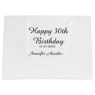 Grand Sac Cadeau Joyeux 30e anniversaire ajouter nom date élégant s