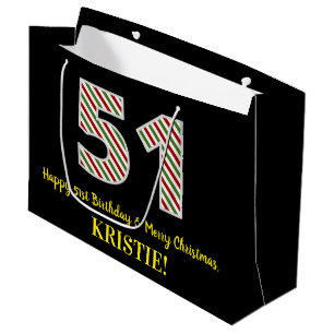Grand Sac Cadeau Joyeux 51e anniversaire & Joyeux Noël, Nom person