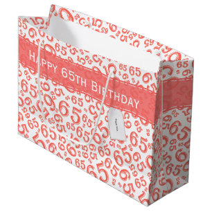 Grand Sac Cadeau Joyeux 65e anniversaire Numéro de fête Motif Coral