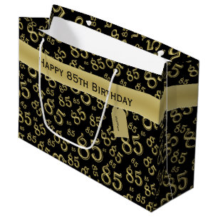 Grand Sac Cadeau Joyeux 85e anniversaire Numéro Motif Noir/Or