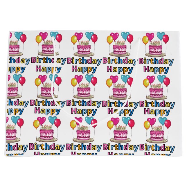 Grand Sac Cadeau Joyeux Anniversaire (Devant)