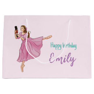 Grand Sac Cadeau Joyeux anniversaire - Ballerina Nutcracker avec no
