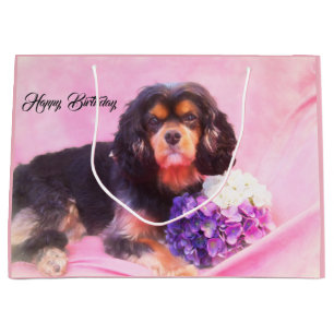 Grand Sac Cadeau Joyeux Anniversaire Cavalier King Charles Spaniel