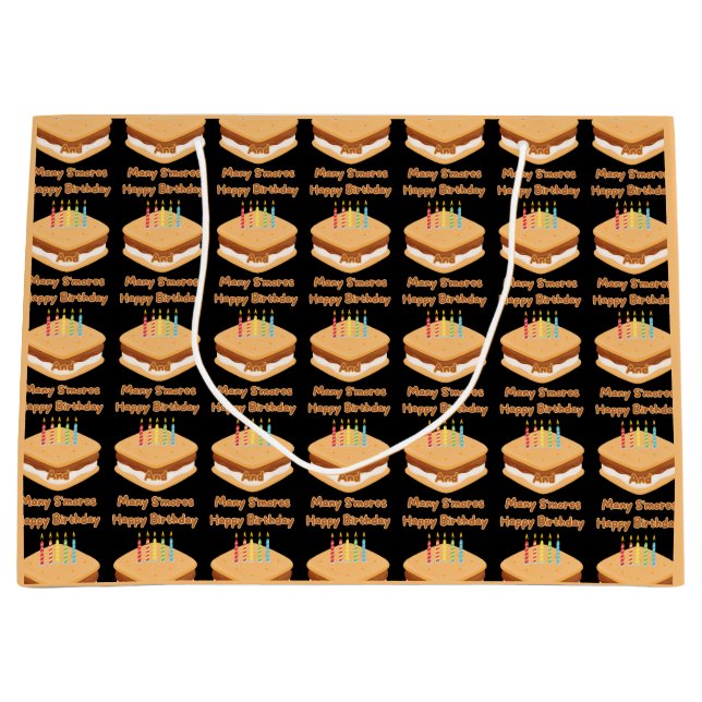 Grand Sac Cadeau Joyeux Anniversaire Et Beaucoup De S'mores Grand C (Devant)