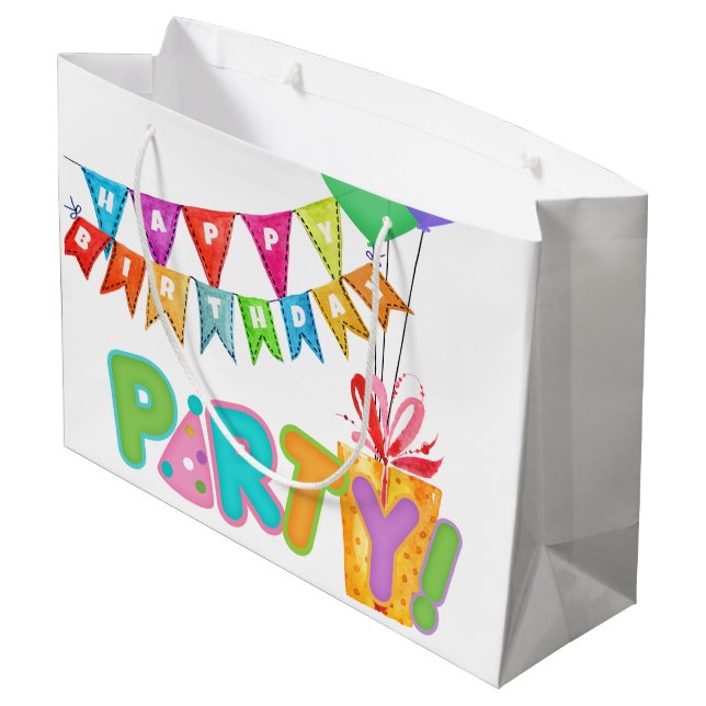 Grand Sac Cadeau Joyeux Anniversaire Fête (Dos Angle)