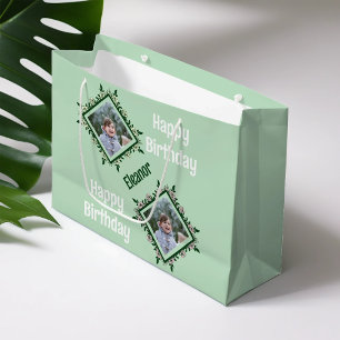 Grand Sac Cadeau Joyeux anniversaire Floral Photo Cadre