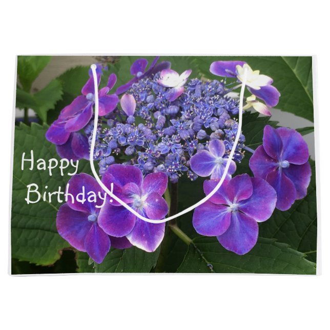 Grand Sac Cadeau Joyeux anniversaire Hydrangea Blossom (Devant)