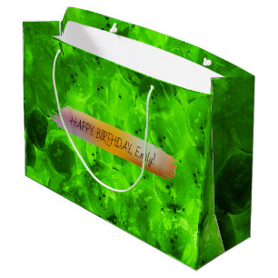 Grand Sac Cadeau Joyeux anniversaire Personnalisé tendance vert mod