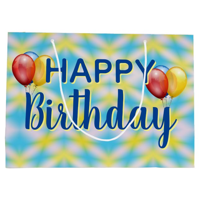 Grand Sac Cadeau Joyeux Anniversaire Tie Dye Reuseable (Dos)