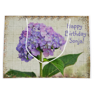 Grand Sac Cadeau Joyeux Anniversaire violet Hydrangea