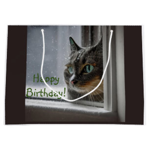 Grand Sac Cadeau Joyeux Chat Kitty Anniversaire