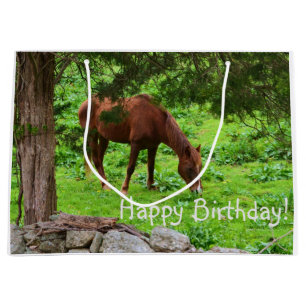 Grand Sac Cadeau Joyeux cheval d'anniversaire