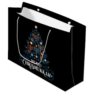Grand Sac Cadeau Joyeux Chrismukkah Fête juive Hanukkah