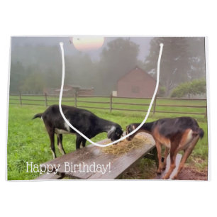 Grand Sac Cadeau Joyeux coucher de soleil de chèvre Anniversaire