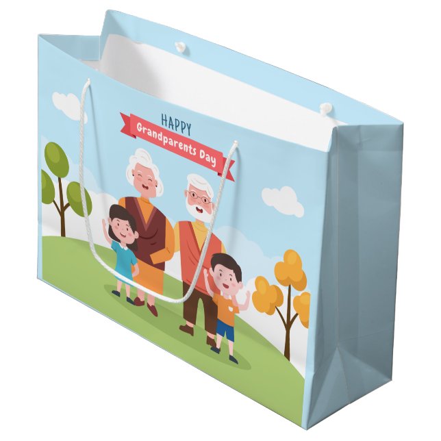 Grand Sac Cadeau Joyeux grand-parents Jour art de mots  (Devant Angle)