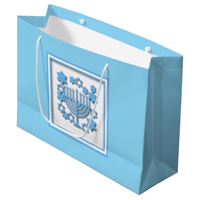 Grand Sac Cadeau Joyeux Hanukkah  (Devant Angle)