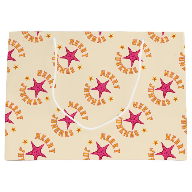 Grand Sac Cadeau Joyeux Motif de Noël tropical Junemas (Devant)