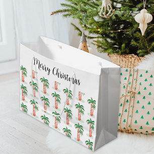 Grand Sac Cadeau Joyeux Noël aux palmiers