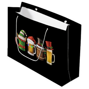 Grand Sac Cadeau Joyeux Noël Bières Buveur Père Noël Amateur de Biè