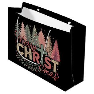Grand Sac Cadeau Joyeux Noël Croix Foi Jésus Histoire Chrétienne