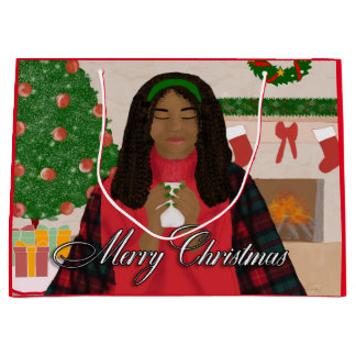 Grand Sac Cadeau Joyeux Noël dans la neige