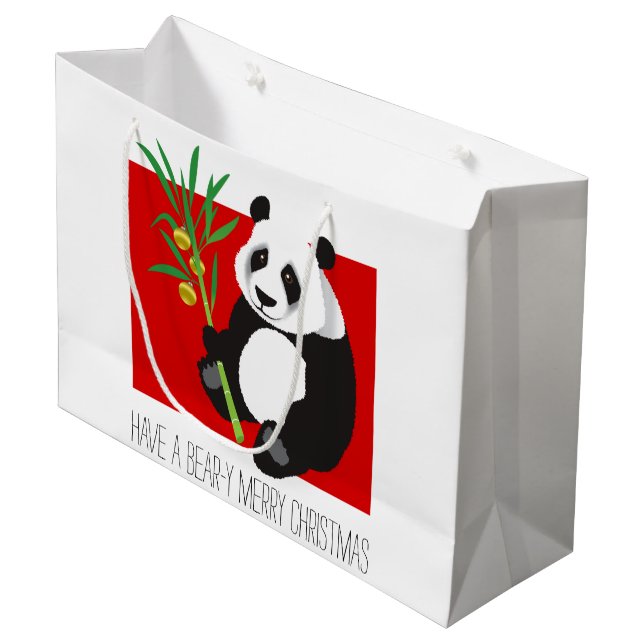 Grand Sac Cadeau Joyeux Noël d'Ours-y (Devant Angle)