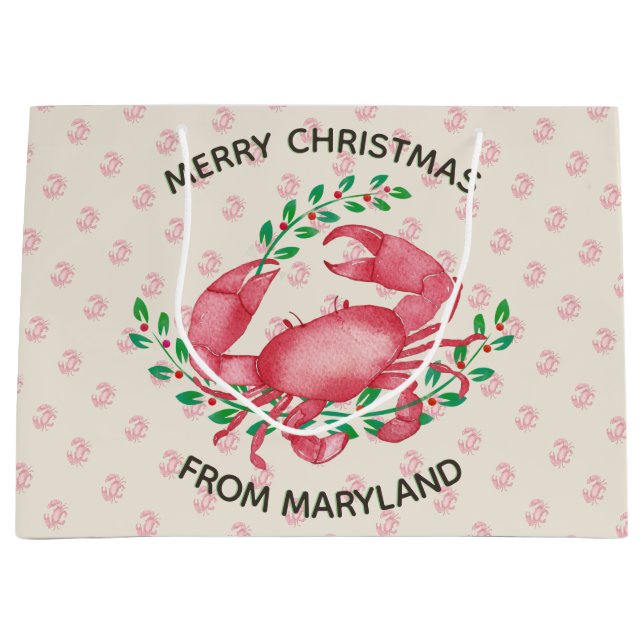 Grand Sac Cadeau Joyeux Noël du crabe de Noël du Maryland (Devant)