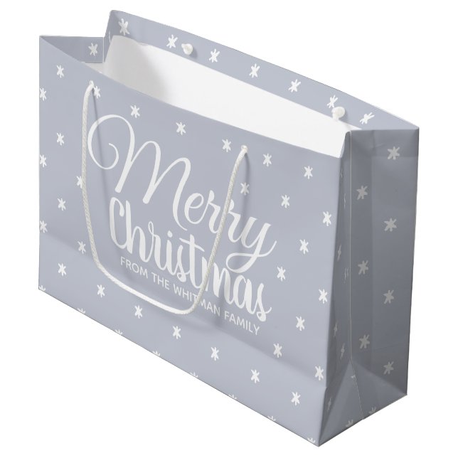 Grand Sac Cadeau Joyeux Noël Gris (Devant Angle)