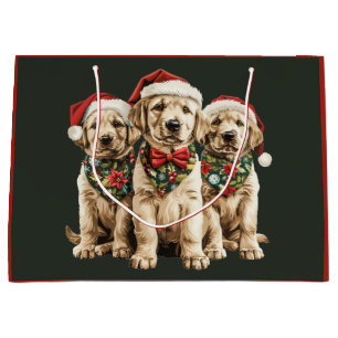 Grand Sac Cadeau Joyeux Noël Labrador Retriever Père Noël Puppy Chi