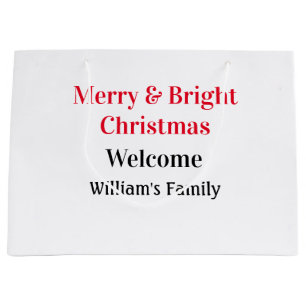 Grand Sac Cadeau Joyeux Noël lumineux ajout nom de famille bienvenu