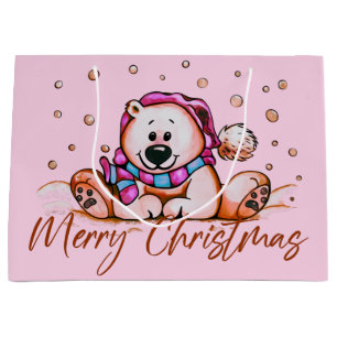 Grand Sac Cadeau Joyeux Noël mignon ours