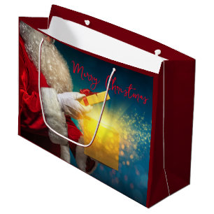 Grand Sac Cadeau Joyeux Noël. Père Noël avec présent