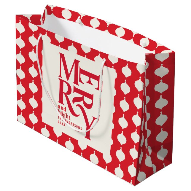 Grand Sac Cadeau Joyeux Noël vintage et lumineux (Dos Angle)