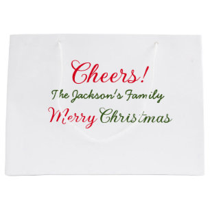 Grand Sac Cadeau joyeux noël vœux ajoutez nom de famille texte phot