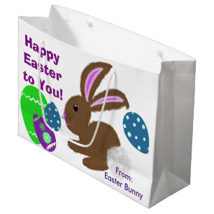 Grand Sac Cadeau Joyeux oeufs de poussins de lapin de Pâques