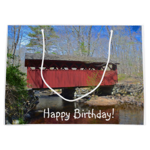 Grand Sac Cadeau Joyeux pont couvert d'anniversaire