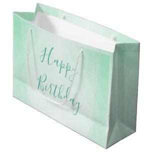 Grand Sac Cadeau Joyeux texte d'anniversaire Mint vert couleur mode