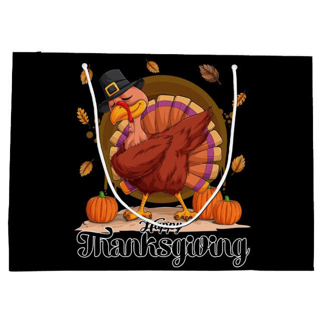 Grand Sac Cadeau Joyeux Thanksgiving  (Dos)
