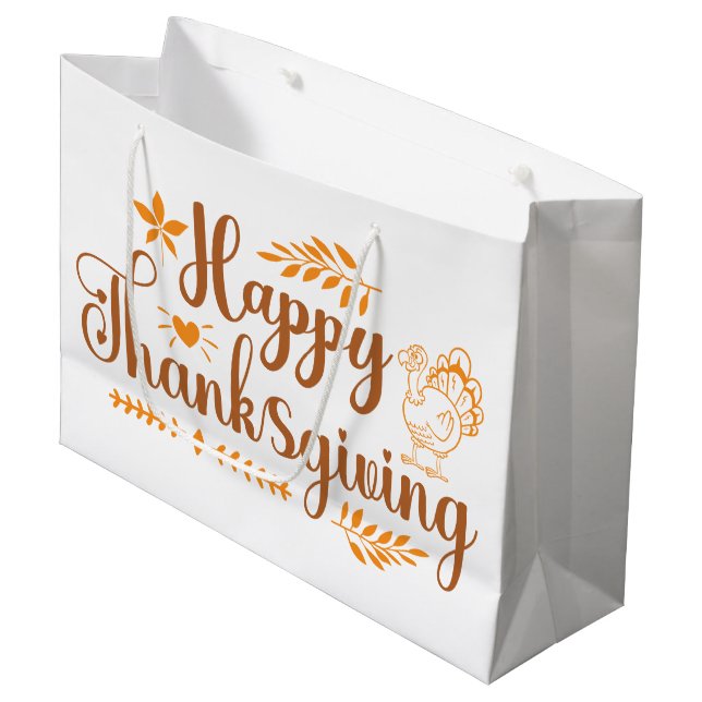 Grand Sac Cadeau Joyeux Thanksgiving (Devant Angle)
