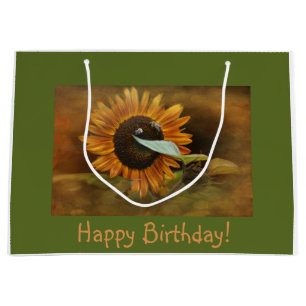 Grand Sac Cadeau Joyeux tournesol d'anniversaire