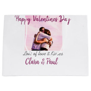 Grand Sac Cadeau Joyeux Valentines jour moderne baisers amour ajout